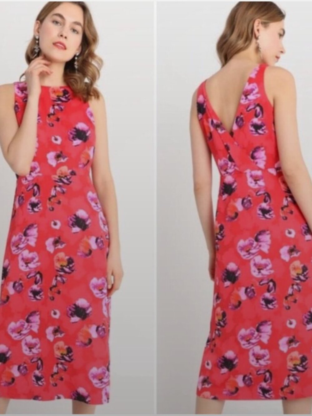 Banana Republic Red Poppy Floral Dress